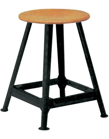 Bandstahlhocker Holz Rundsitz, RAL 9005 Vierbein, Höhe 550 mm Sitzfläche D 350 m - Neutral