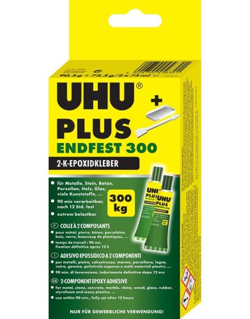 2-Komponentenepoxidkleber PLUS ENDFEST 300 Karton mit Tuben Binder 82g und Härte - UHU