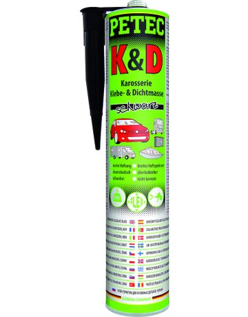 K+D Karosserie Kleb- Dichtmasse, schwarz ,310ml - PETEC