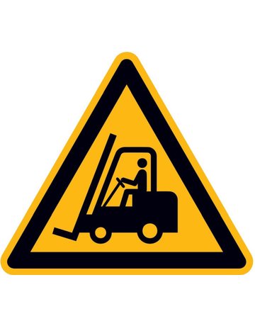 Warnschild Aluminium SL 400 mm Warnung v or Flurförderzeugen - SafetyMarking