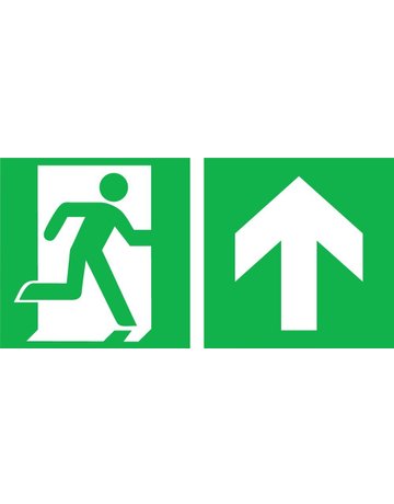 Fluchtwegschild Folie B300xH150 mm Notausgang rechts mit Pfeil gerade langnachle - SafetyMarking