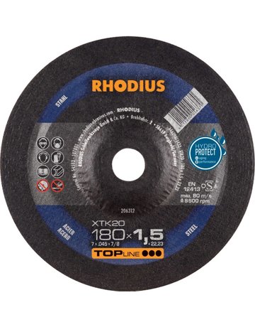 Trennscheibe XTK77 180 x 1,5mm gekröpft Rho dius - RHODIUS