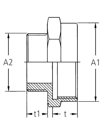 GEKA Gewindenippel MS 6kt., IG G1""xAG G 3/4"", SB