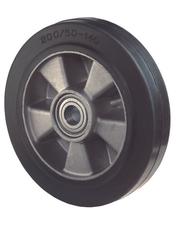 Gummirad 200mm B80.200 Elastik schwarz ,Rad k.Alu,KL BS ROLLEN