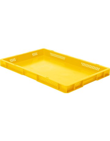 Transport-Stapelkasten B600xT400xH50 mm gelb, geschlossen ohne Griffloch