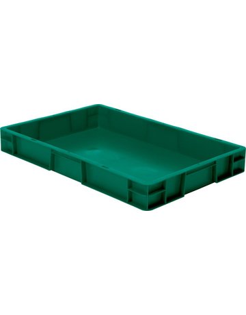 Transport-Stapelkasten B600xT400xH75 mm grün, geschlossen ohne Griffloch
