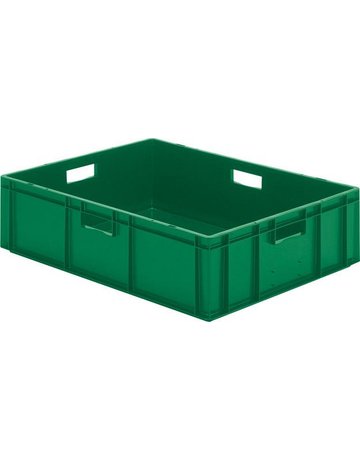 Transport-Stapelkasten B800xT600xH210 mm grün, geschlossen mit Griffloch