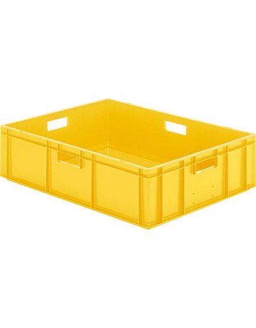 Transport-Stapelkasten B800xT600xH210 mm gelb, geschlossen mit Griffloch