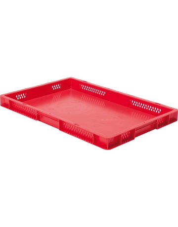 Transport-Stapelkasten B600xT400xH50 mm rot, geschlossen ohne Griffloch