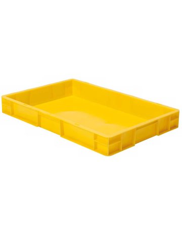 Transport-Stapelkasten B600xT400xH75 mm gelb, geschlossen ohne Griffloch
