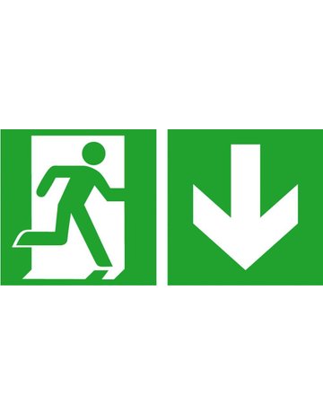 Fluchtwegschild Alu B400xH200 mm Notausgang rechts mit Pfeil abwärts langnachleuchtend - Safety Marking