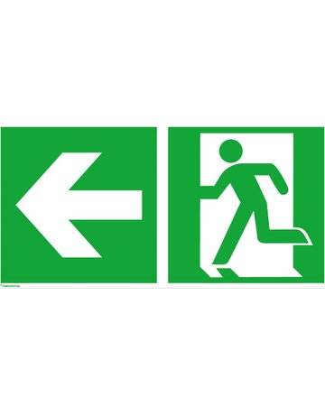 Fluchtwegschild Alu B400xH200 mm Notausgang links mit Pfeil links langnachleuchtend - Safety Marking