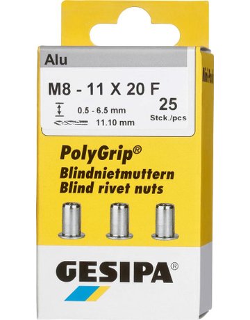 Bl.Nietm.Alu Minipack Polygrip M8 x 11 x 20