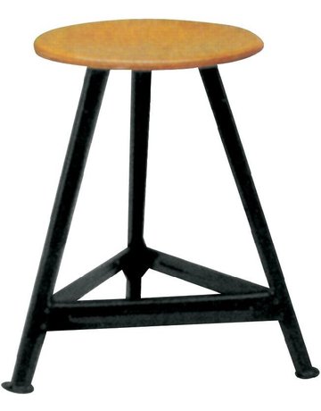 Bandstahlhocker Holz Rundsitz, RAL 9005 Dreibein, Höhe 600 mm Sitzfläche D 350 mm