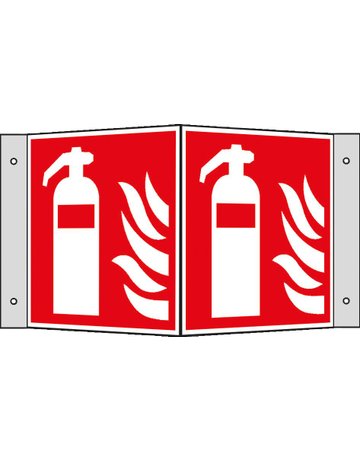 Brandschutzschild Alu B150xH150 mm Winkel Feuerlöscher langnachleuchtend