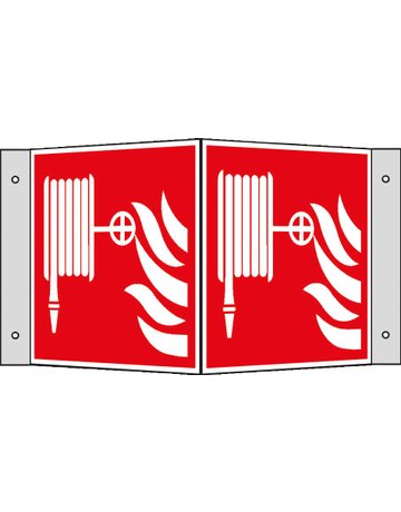 Brandschutzschild Alu B200xH200 mm Winkel Löschschlauch langnachleuchtend