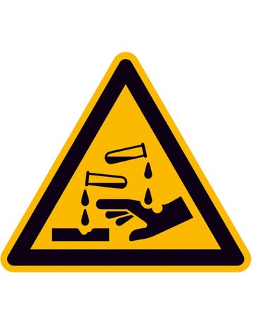 Warnschild Aluminium SL 200 mm Warnung vor ätzenden Stoffen