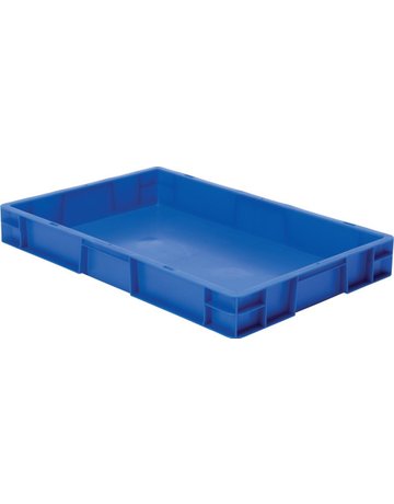 Transport-Stapelkasten B600xT400xH75 mm blau, geschlossen ohne Griffloch