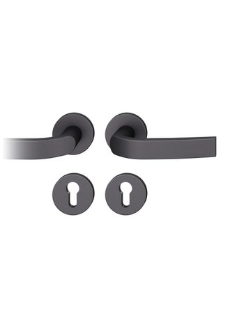 Drückergarnitur 12 1271 Rosette rund ,PZ,8,sw gestr.,TS39-58 - FSB