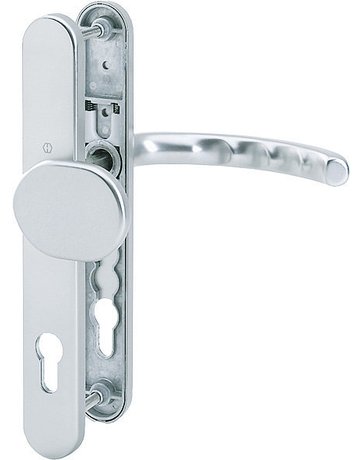 HOPPE Wechselgarnitur Luxembourg 86G/3357N/1500, Langschild, oval, Profilzylinder gelocht, Entfernung 92mm, Vierkant 8mm, Türstärke 67 - 72mm, Befestigungstechnik mit Stütznocken, silber, naturfarben, eloxiert