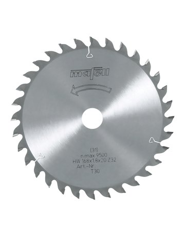 Sägeblatt-HM 168 x 1,2/1,8 x 20 mm, Z 32, WZ, für Feinschnitte in Holz - Mafell