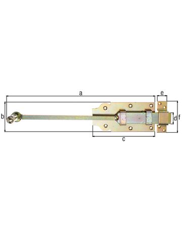 Türriegel, Knopfgriff, gerade B 80mm, L 406mm, Stahl gelb, goldge. zng - Alberts