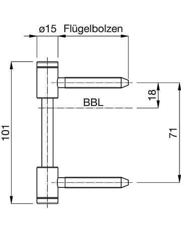 Bild Prima Band 3-teilig für Holzzargen schwarz matt PR315-FT-GB-SM (Flügel)-1