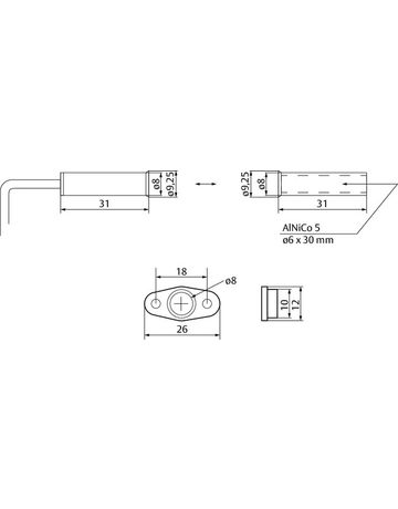 Bild Rundreedkontakt mit Flansch 6M KABEL WEISS-1