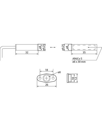 Bild Rundreedkontakt mit Flansch 6M KABEL WEISS-1