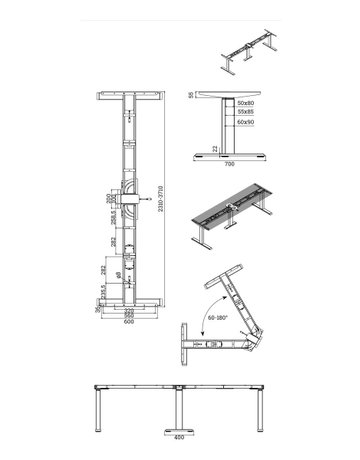 Bild Tischg. 3D Plus, 3-Bein mit Memit Einh 640-1290mm, Ral 9006, Weißaluminium - Topform-5