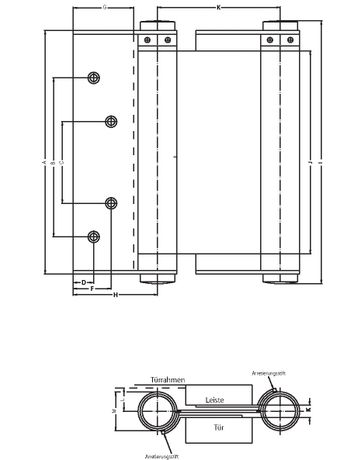 Bild Pendeltürband Stahl verzinkt Nr.126b Tst. 45-50 mm Gewerbelänge 200 mm Gr. 42-2