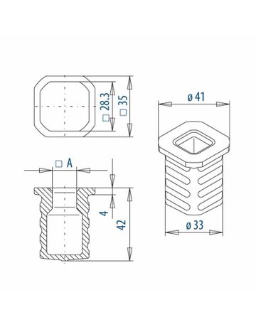 Bild Steinbuchse 916A für 16 mm Vierkant-3