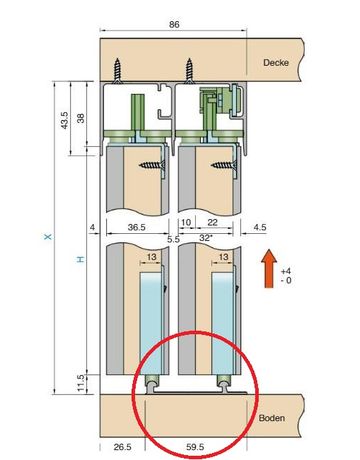 Bild Untere Laufschiene 6000mm für Schiebebeschlag Serie 1200-1