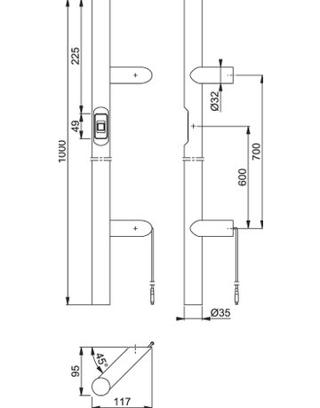 Bild Stoßgriff E5062BC Fingerscan,BA 700mm,DL,Ø35,F69 - HOPPE-1