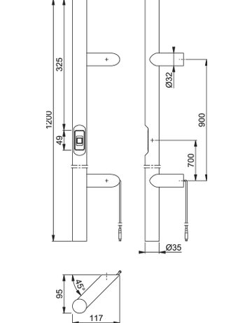 Bild Stoßgriff E5062BC Fingerscan,BA 900mm,DL,Ø35,F9714M - HOPPE-1