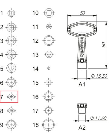 Bild Hohlschlüssel GD-ZN verzinkt für ohne Hebel Doppelbart 3mm - Industrilas-1