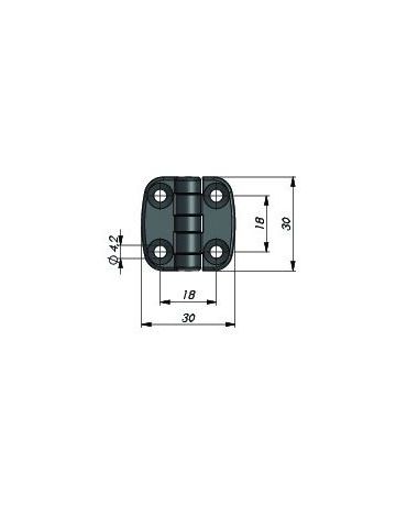 Bild Anschraubscharnier schwarz mit 4 Stück Senkbohrung M4, 30 X 30 mm-1