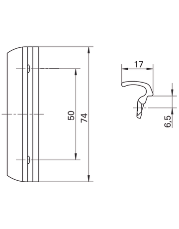 Bild Ziehgriff, 74mm, Aluminium, verkehrsweiß pulverbeschichtet-2