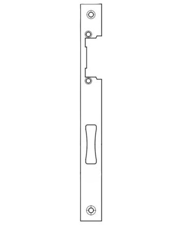 Schließblech für Rohrrahmenschloss Niro 245x24x3, DIN LS für elektr. Öffner