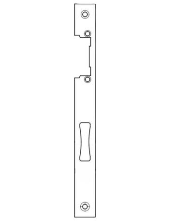 Schließblech für Rohrrahmenschloss Niro 245x24x3, DIN RS für elektr. Öffner