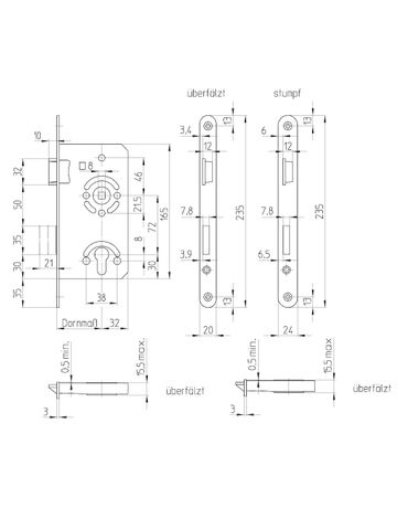 Bild SAG Einsteckschloss 17480W0 PZW72/8, D80, F20x235rd, ER, DL-1