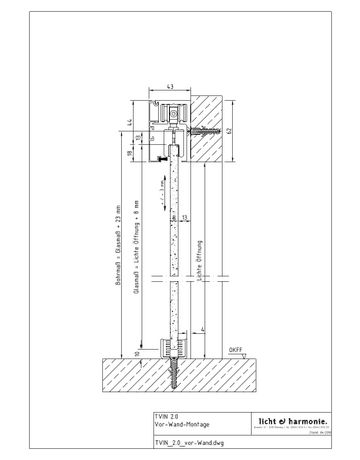 Bild L&H Schiebetürbeschlagset Tvin 2.0 Glas Set vor der Wand, ohne Zarge, L: 2200mm-1