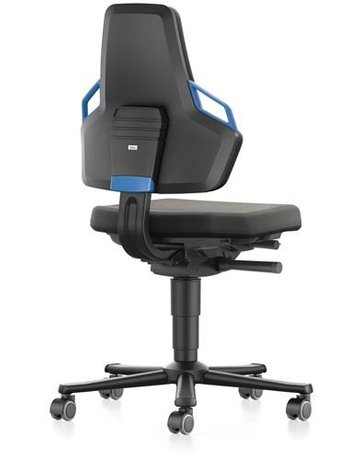 Bimos Arbeitsstuhl Nexxit 2 Griff blau Sitzhöhe 450-600 mm Supertec schwarz ,m. Rol