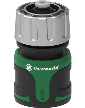 Schlauchanschlussstk.1/2"" mit Wasserstop, grün/schwarz premium premium - floraworld