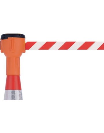Leitkegelaufsatz orange, Gurt rot/weiss diag.gestreift 9m - RS-GUIDESYSTEMS