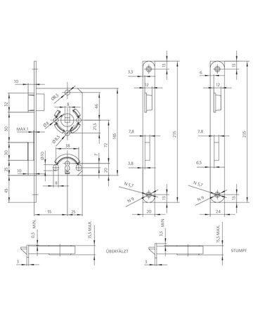 BKS Einsteckschloss (mechanisch) 0215, F-Stulp, nickelsilber - BKS - 2