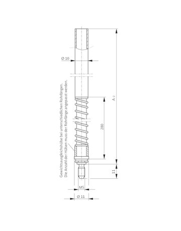 Treibriegelstange B 9036 mit Gleitstopfen,Ø10x1.385mm,vz,M5 - BKS - 2