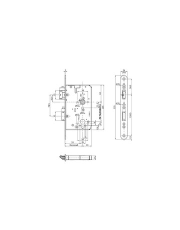 PA-Einsteckschloss B 2120 PZ72/9,D65,F20x235rd,ER,PAF-B,DR ausw. - BKS - 2