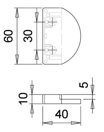 Fenstertür-Ziehgriff, 60mm, 9490, Nylon, weiß, reinweiß glanz - edi - 3