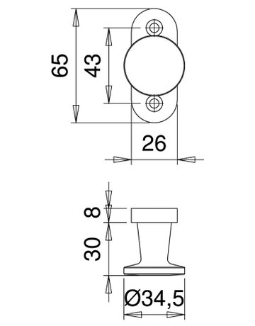 Fenstertür- Balkontürknopf, auf Rosette, 6041, sichtbar verschraubt, Aluminium, silberfarbig eloxiert - edi - 2